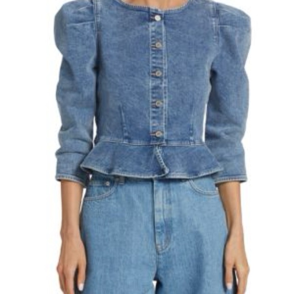 Le Jean Peplum Denim Jacket